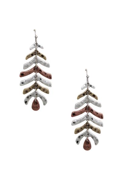 RODEO WESTERN RUSTIC ANTIQUE LEAF DANGLE EARRING