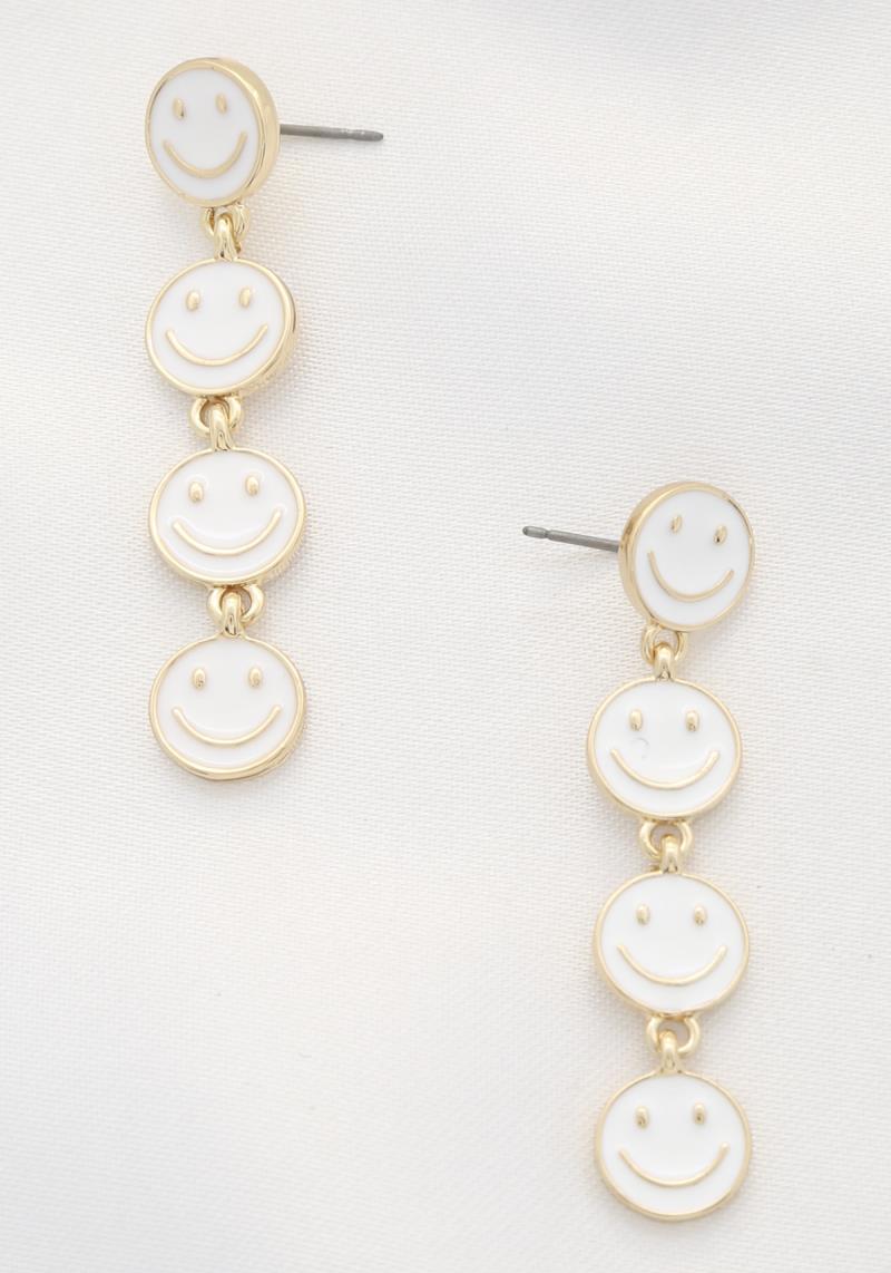 HAPPY FACE LINK DANGLE EARRING