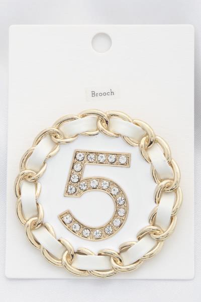 ROUND NUMBER 5 BROOCH