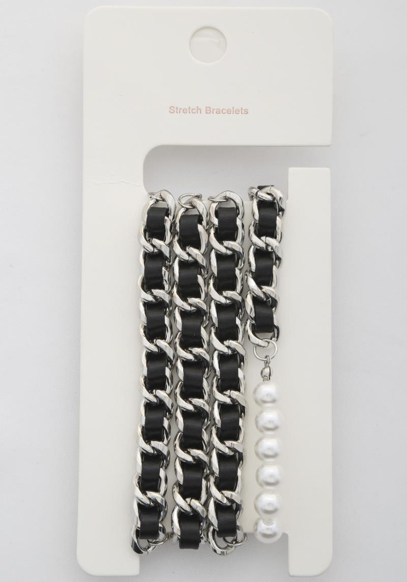 PEARL BEAD CURB LINK BRACELET