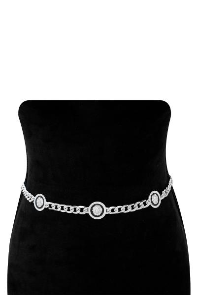 FASHION LION HEAD COIN METAL LINK HOOK BELT