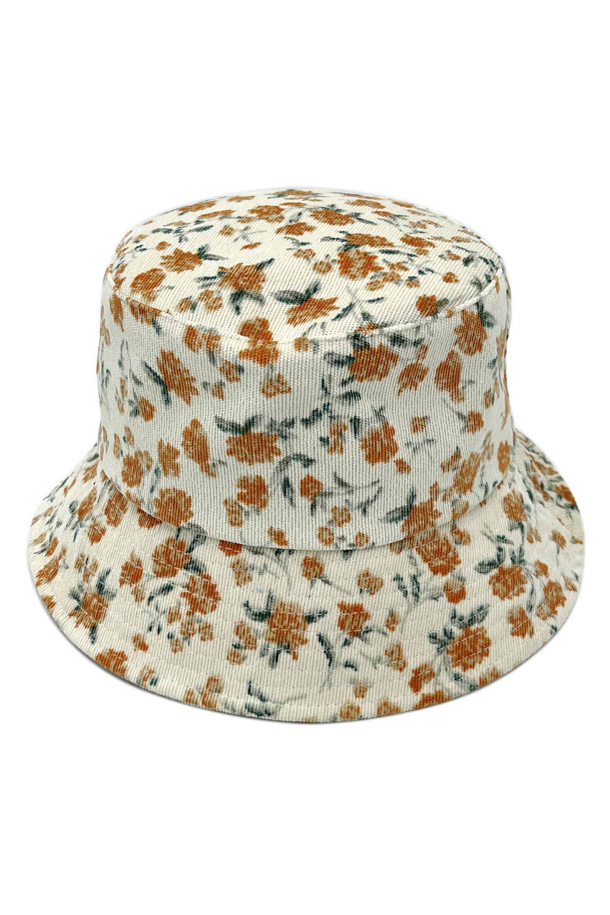 FLORAL PRINTED CORDUROY BUCKET HAT