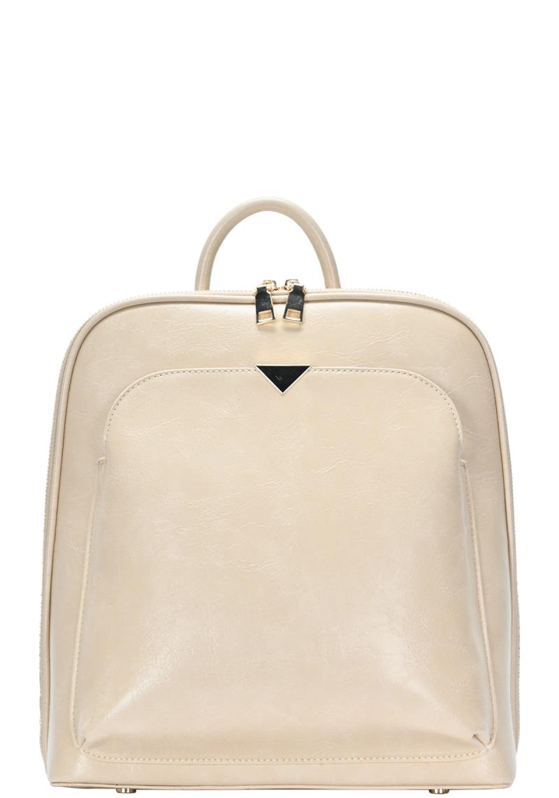 PLAIN TEXTURE ZIPPER ROUND BACKPACK