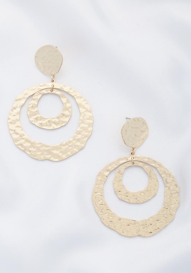 HAMMERED DOUBLE ROUND METAL EARRING