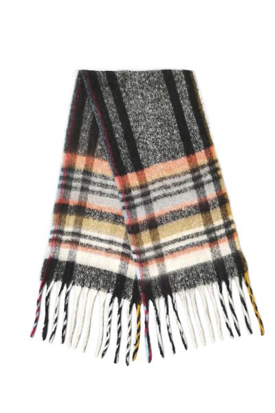 MULTI STRIPE COZY SCARF WITH FRINGE