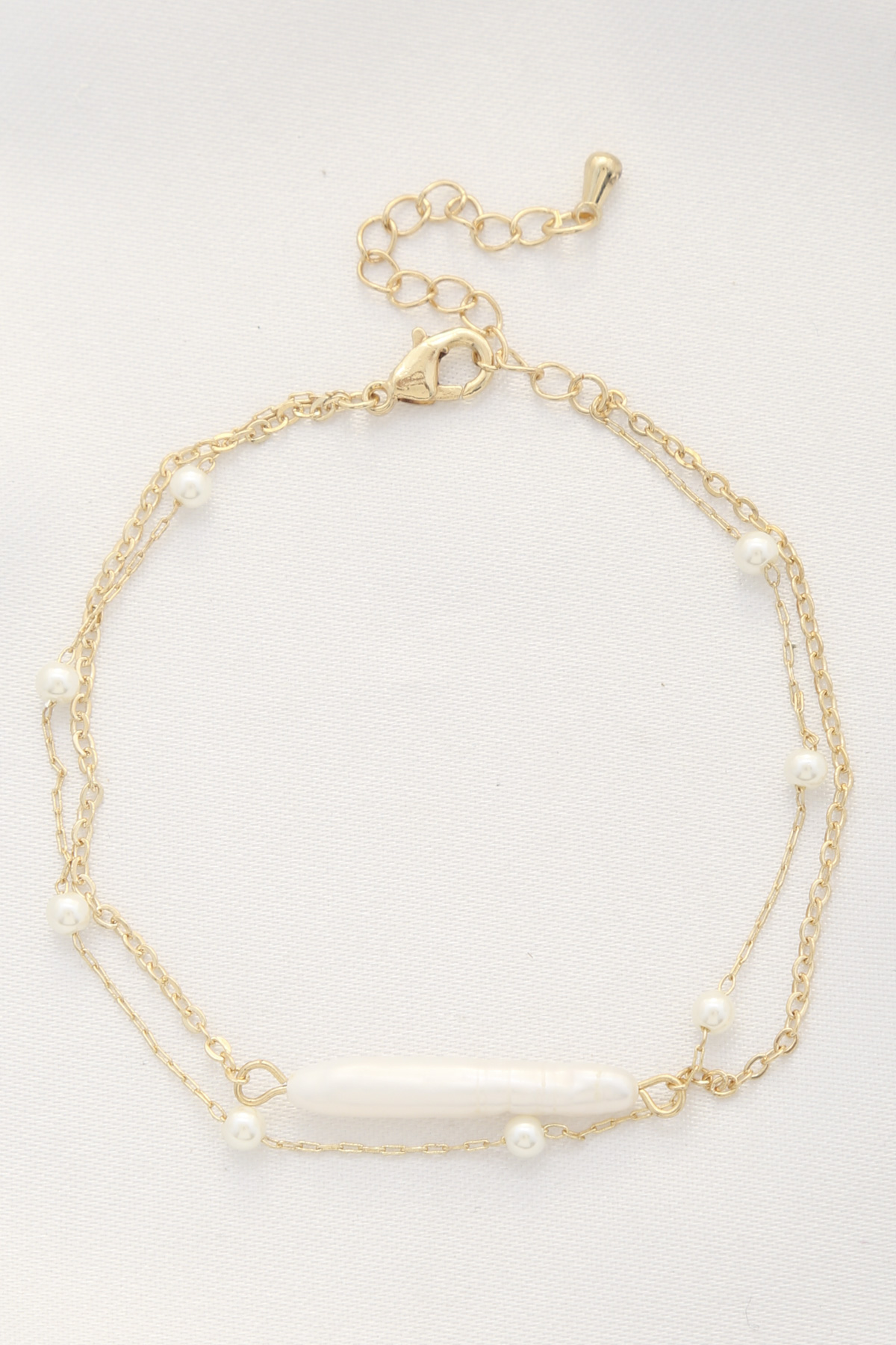 LONG PEARL BAR BEADED METAL BRACELET
