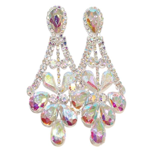 FAN SHAPE TEARDROP CRYSTAL DANGLE EARRING