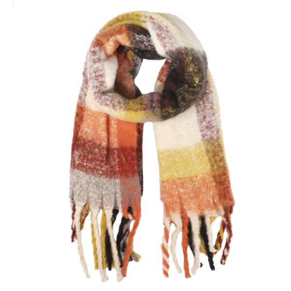 PLAID COZY SCARF WITH FRINGE