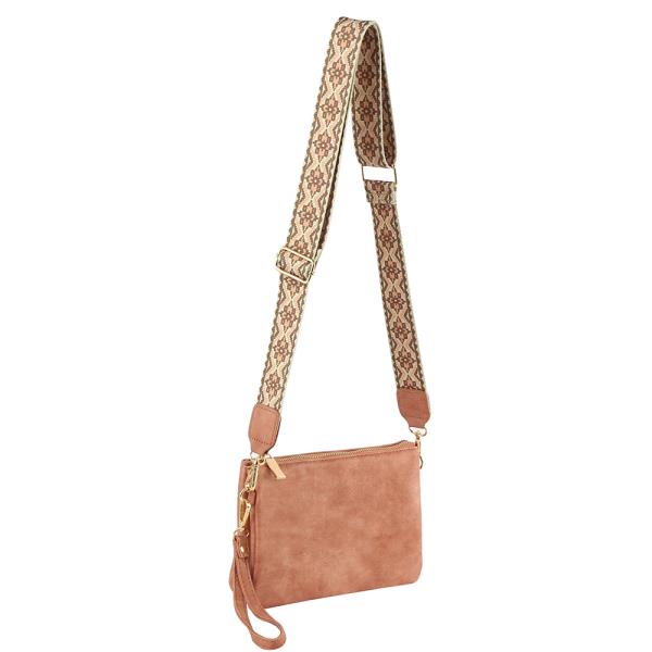 SMOOTH ZIPPER CROSSBODY BAG WITH GUITAR STRAP