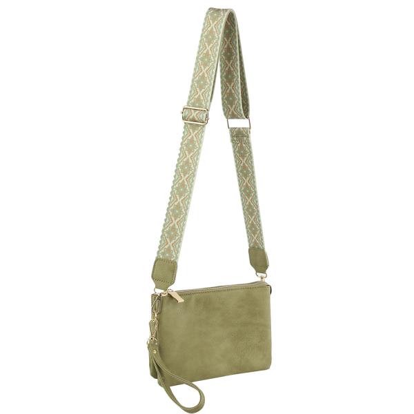 SMOOTH ZIPPER CROSSBODY BAG WITH GUITAR STRAP