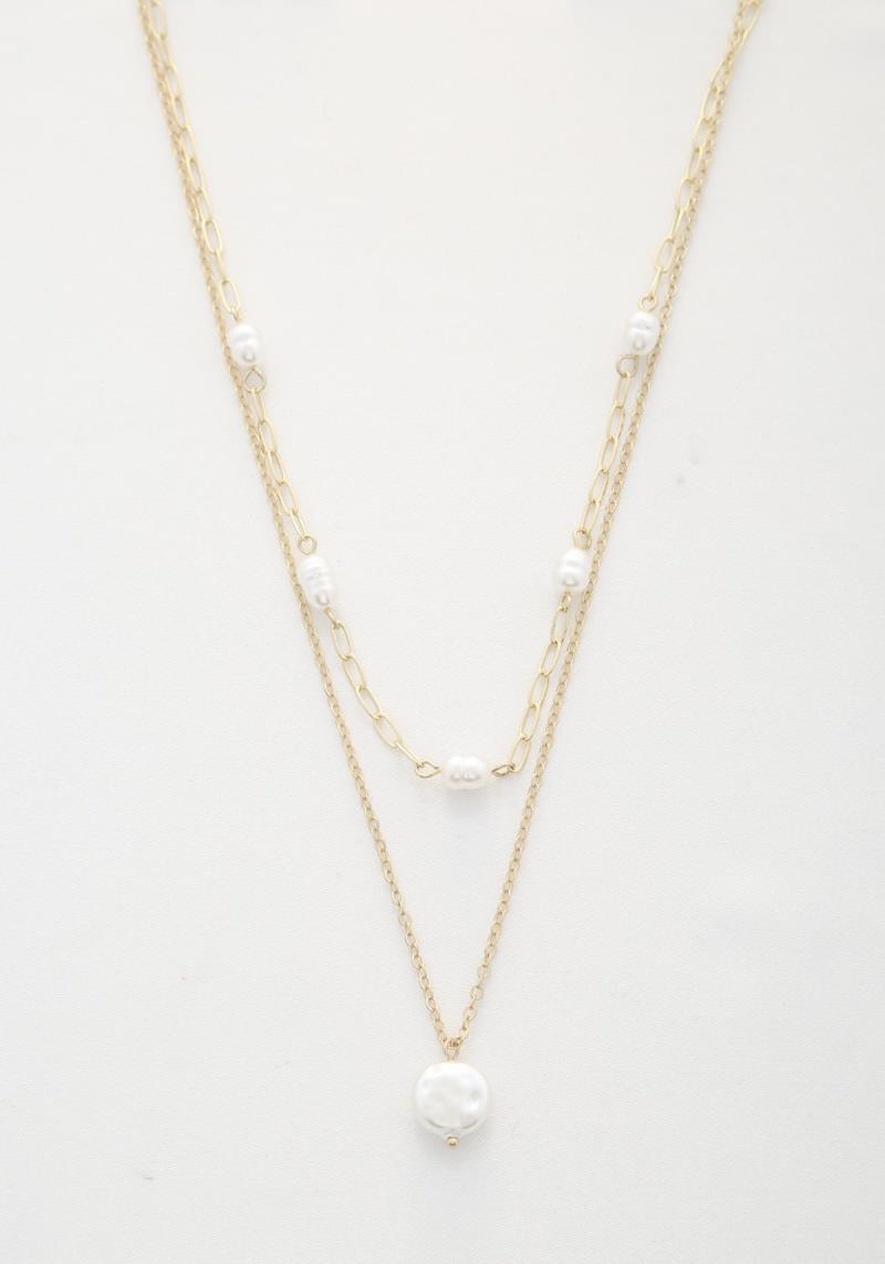 PEARL BEAD LAYERED NECKLACE