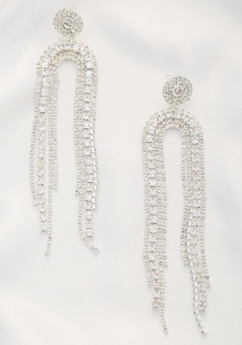 U SHAPE RHINESTONE DANGLE EARRING