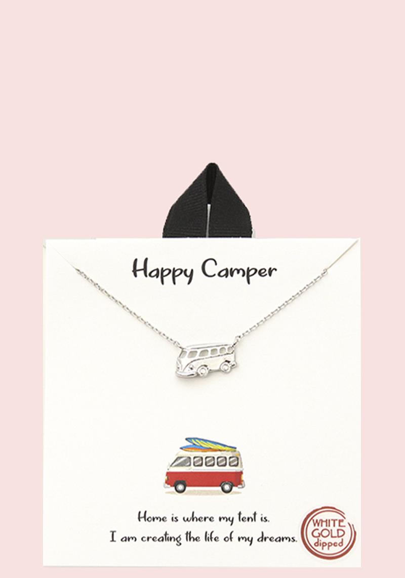 18K GOLD RHODIUM DIPPED HAPPY CAMPER NECKLACE