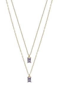 SQUARE GLASS DOUBLE LAYERED SNK NECKLACE