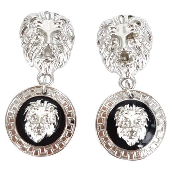 LION HEAD GREEK PATTERN DANGLE EARRING