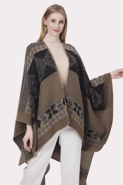 AZTEC PATTERN OPEN FRONT PONCHO