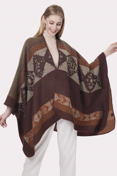 AZTEC PATTERN OPEN FRONT PONCHO