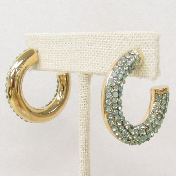 PIPE RHINESTONE OPEN CIRCLE EARRING
