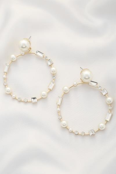 PEARL CRYSTAL ROUND EARRING