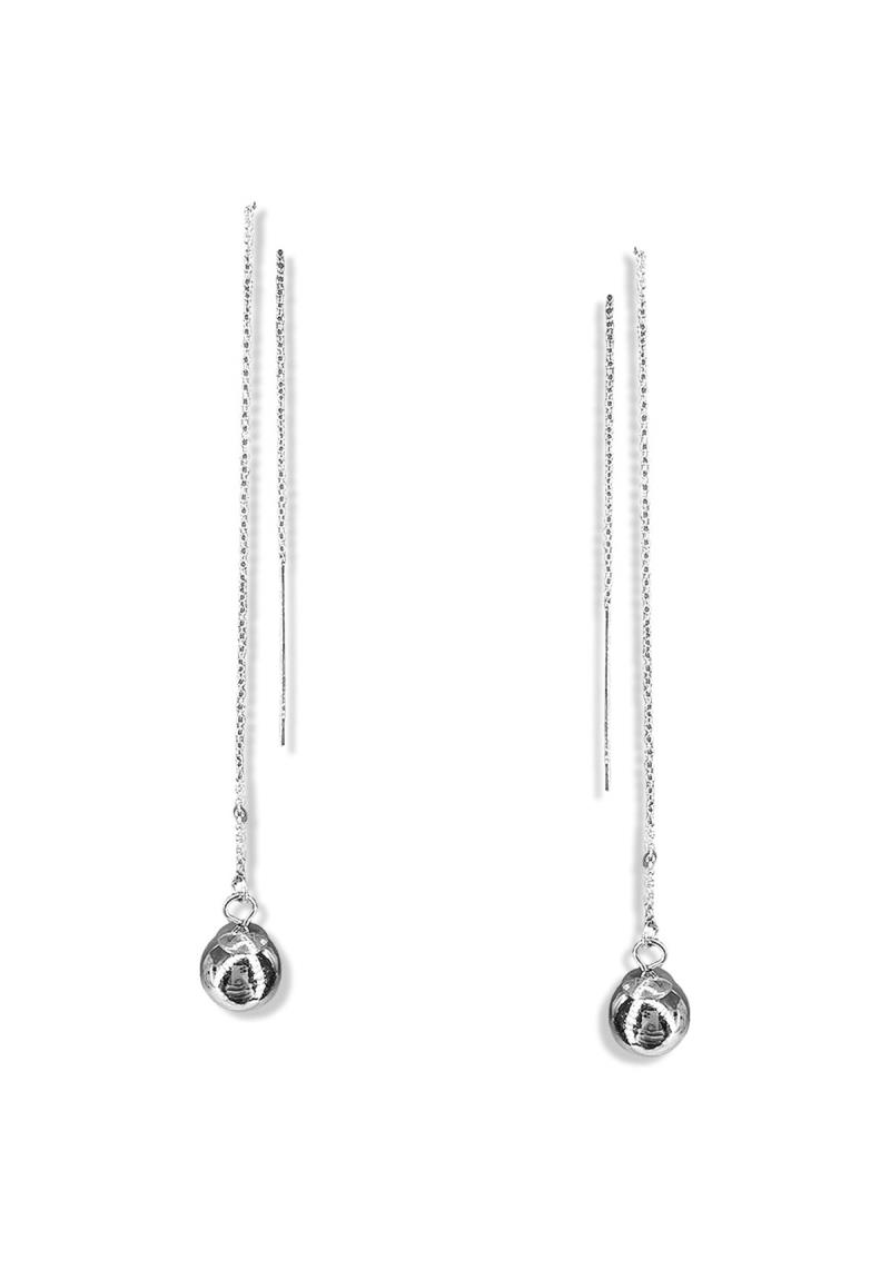 METAL CHAIN DROP BALL DANGLE EARRING