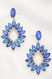 MARQUISE CRYSTAL METAL DANGLE EARRING