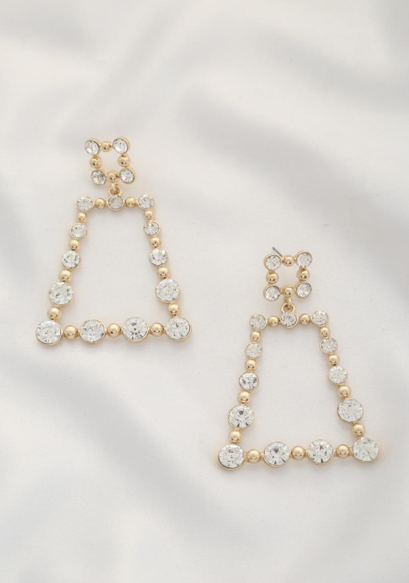PEARL TRIANGLE SHAPE METAL DANGLE EARRING
