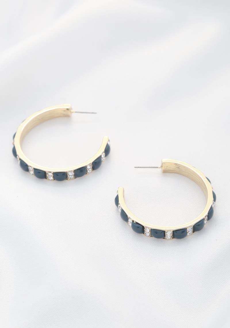 CRYSTAL EDGE OPEN HOOP EARRING