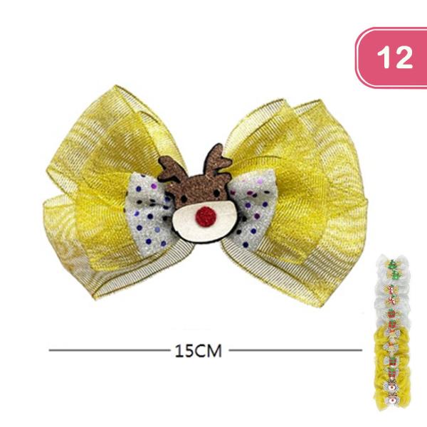 FASHION CHRISTMAS RIBBON HAIR BOW (12 UNITS)