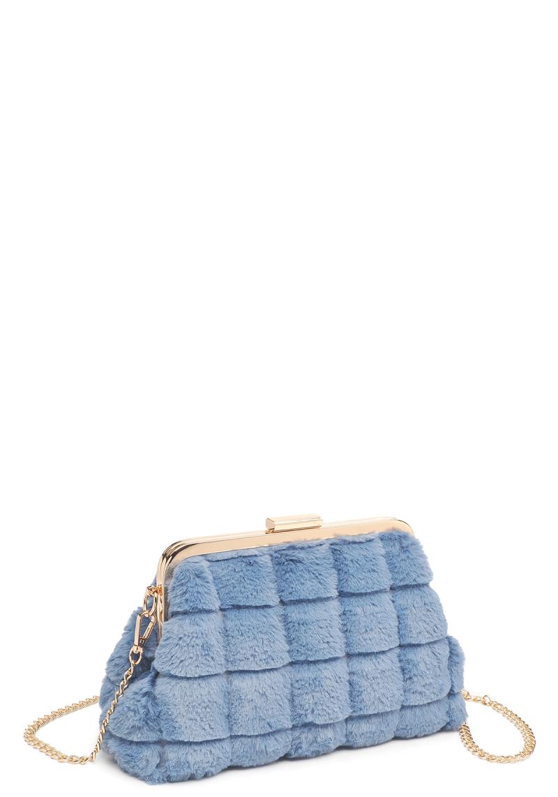 FAUX FUR QUILTED ALL OVER AMABELLA CLUTCH BAG