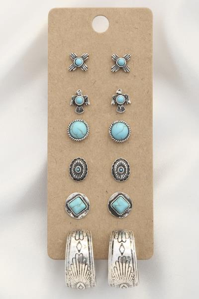 WESTERN HOOP ASSORTED EARRING SET