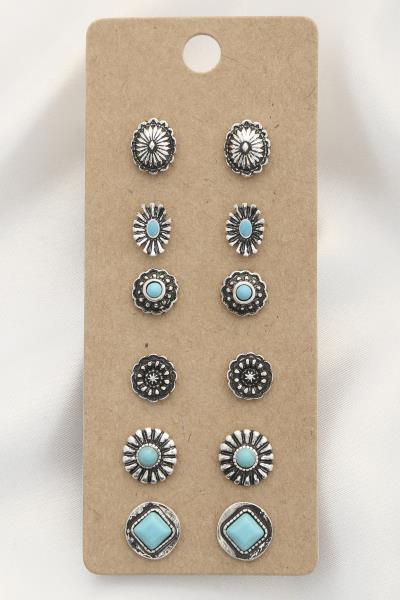 WESTERN ASSORTED STUD EARRING SET