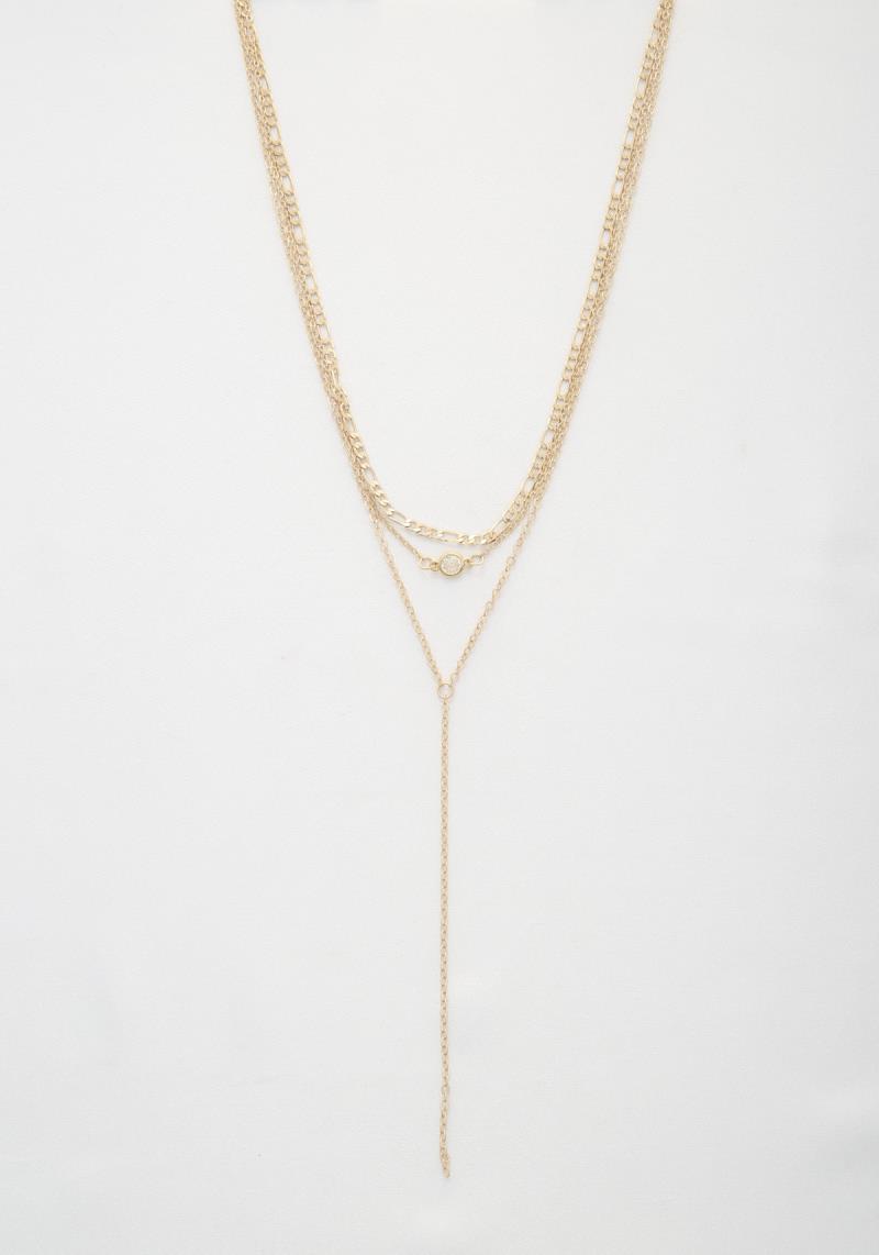 SODAJO DAINTY FIGARO LINK Y SHAPE LAYERED NECKLACE