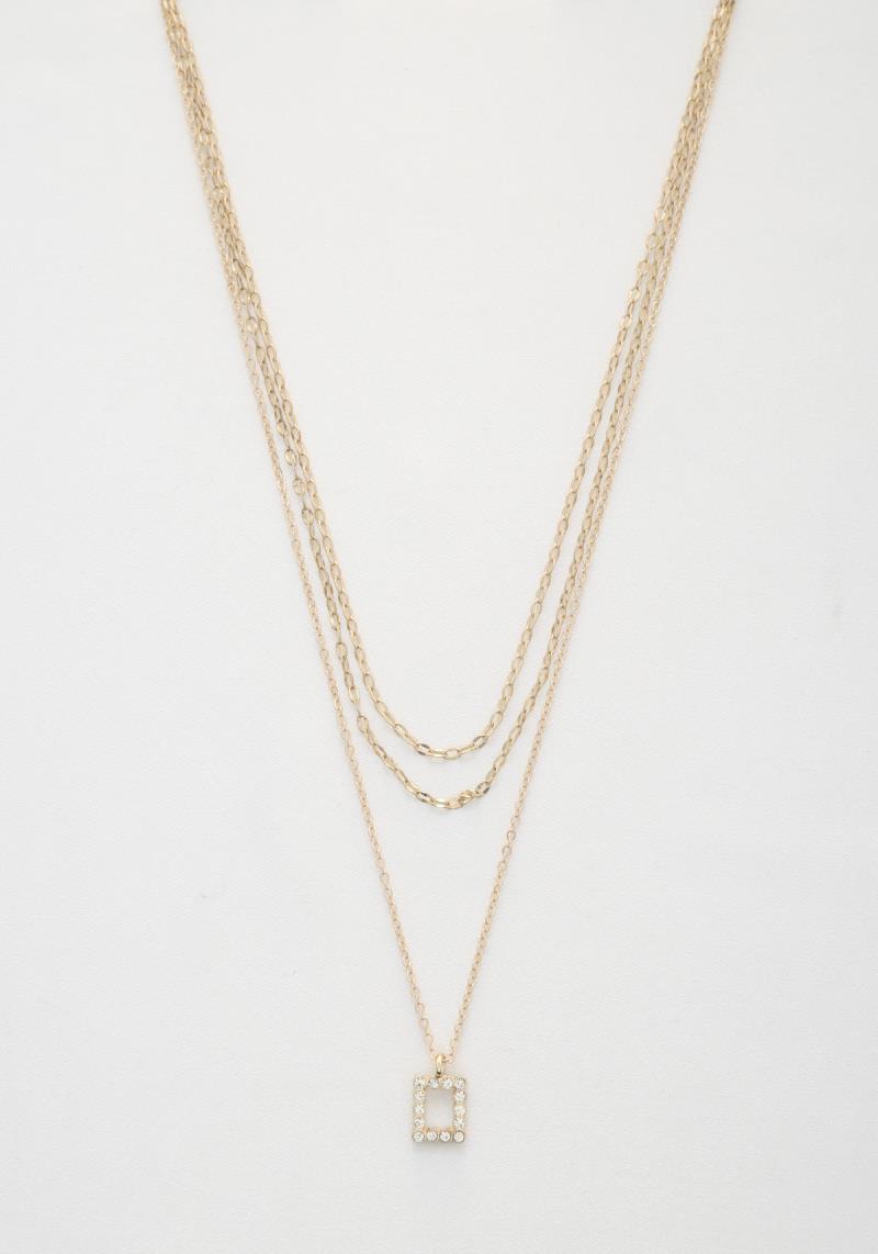 SODAJO SQUARE CHARM LAYERED NECKLACE