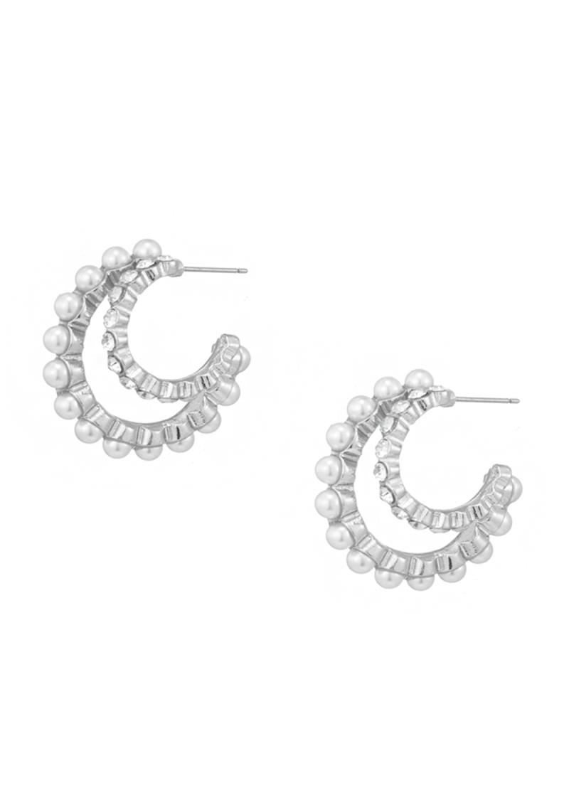 PEARL DOUBLE HOOP EARRINGS