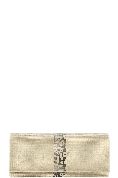 FASHION RHINESTONE ALL OVER PRINT STRIPE CLUTCH BAG