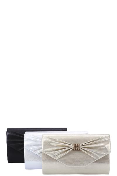 SMOOTH TEXTURE BOW CLUTCH BAG