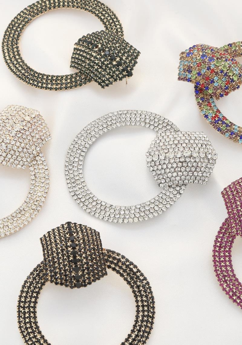 OVERSIZE ROUND CRYSTAL EARRING