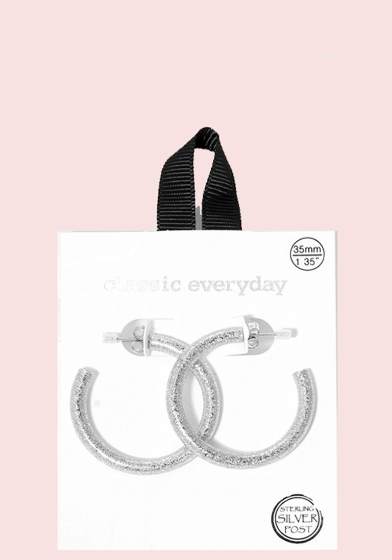 STERLING SILVER POST HOOP EARRING
