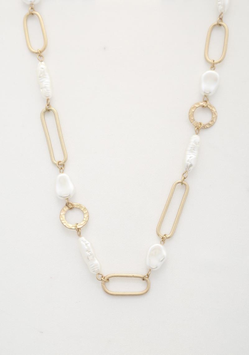 OVAL PEARL BEAD NECKLACE