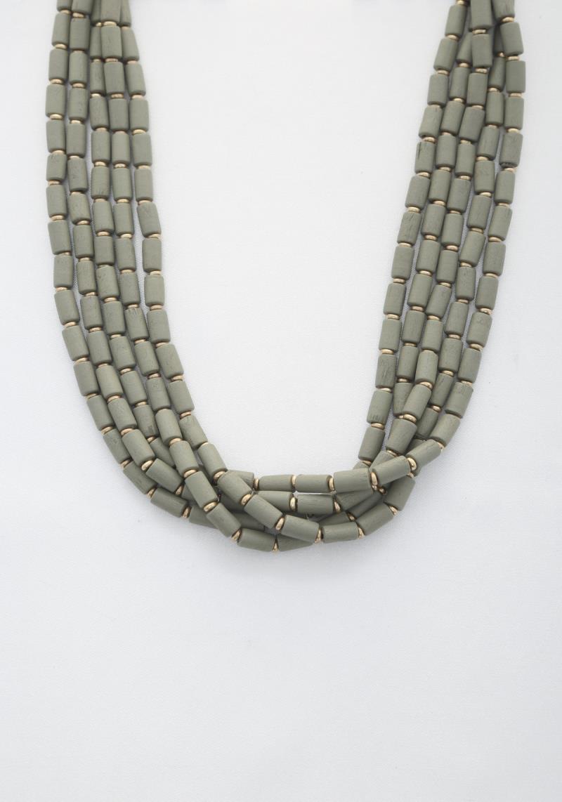 CYLINDER BEAD LAYERED NECKLACE