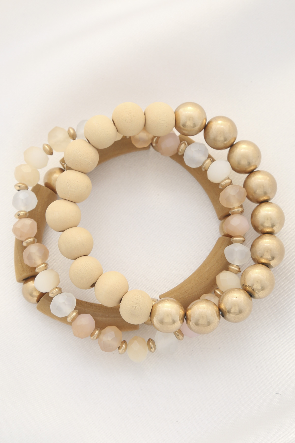 WOOD BEADED ASSORTED BRACELET SET