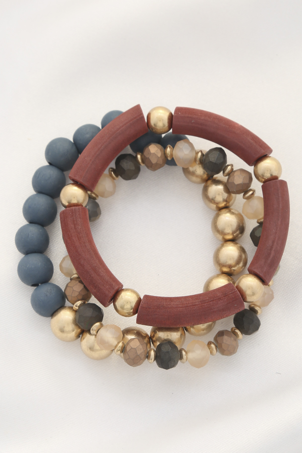 WOOD BEADED ASSORTED BRACELET SET