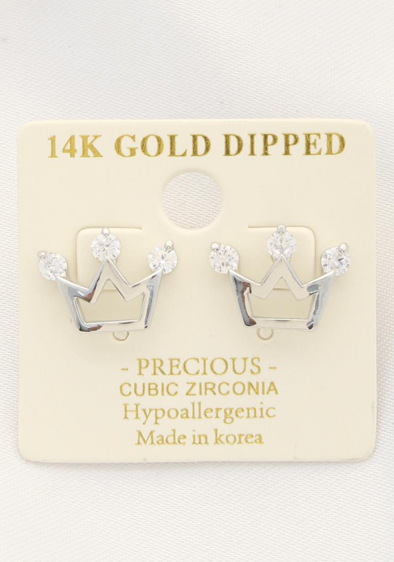 CROWN 14K GOLD DIPPED HYPOALLERGENIC STUD EARRING