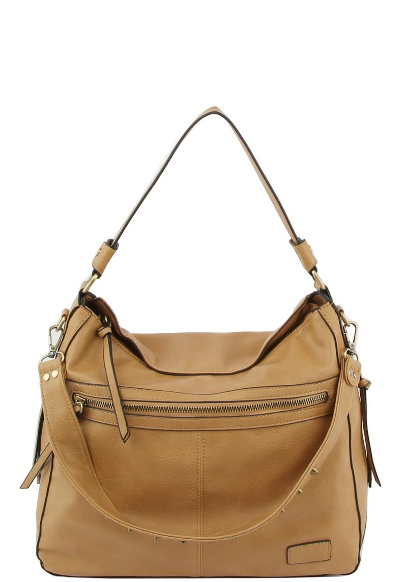 PLAIN ZIPPER HOBO BAG
