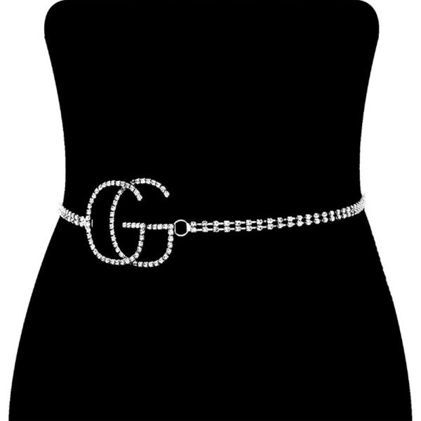 DOUBLE C LINK RHINESTONE BELT