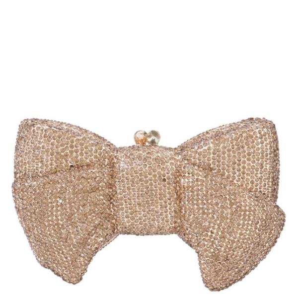 RIBBON BOW ORNATE RHINESTONE MINAUDIERE CLUTCH BAG