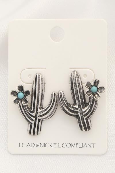 RODEO WESTERN RUSTIC CACTUS POST EARRING