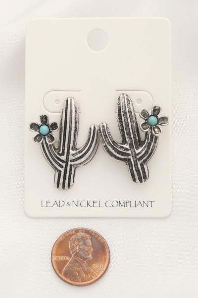 RODEO WESTERN RUSTIC CACTUS POST EARRING