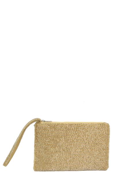 CHIC COLOR SEED BEAD ZIPPER BAG