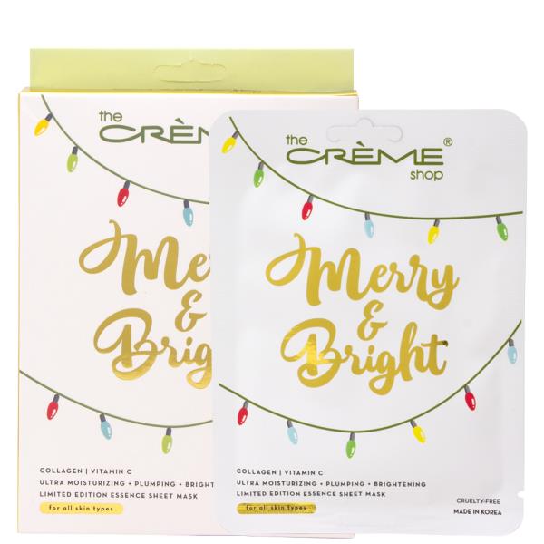 THE CREME SHOP MERRY AND BRIGHT POSTCARD ESSENCE SHEET MASK 5 PC SET